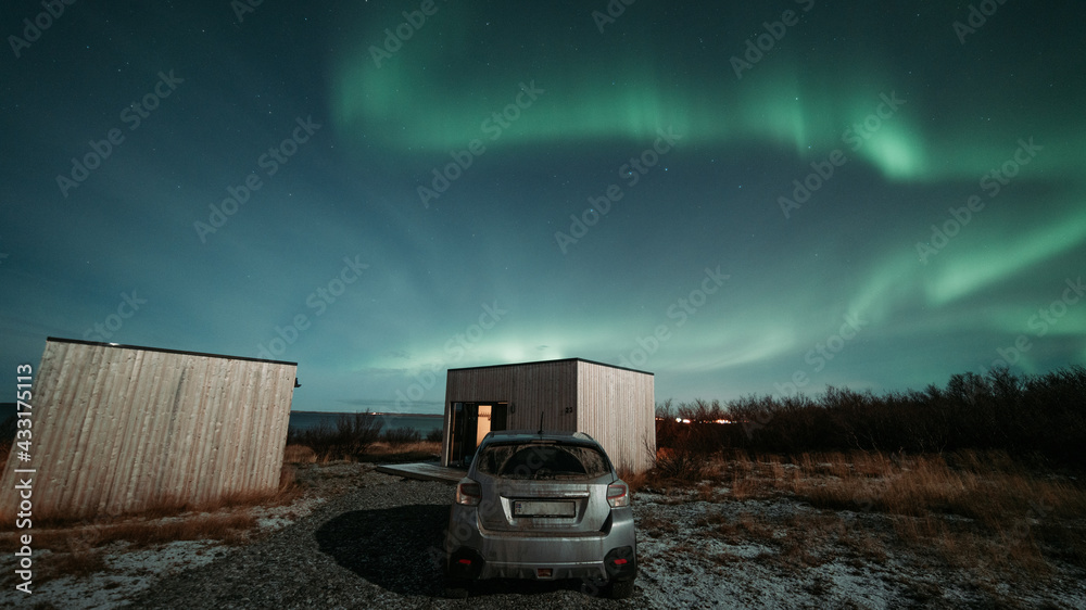 Iceland aurora cabin car