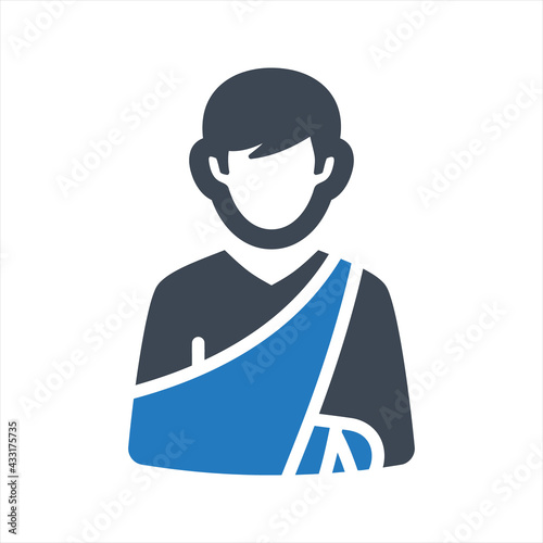 Broken arm icon, injured man icon, vector and glyph