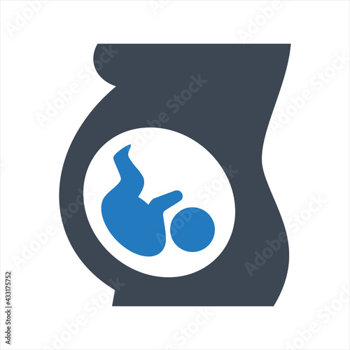 Pregnant woman icon, obstetrics icon, vector and glyph