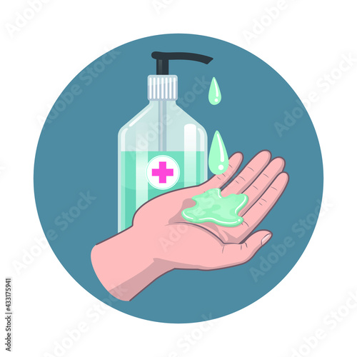 Use hand sanitizer symbol icon logo vector illustration.