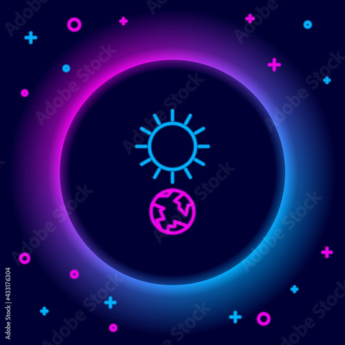 Glowing neon line Solstice icon isolated on black background. Colorful outline concept. Vector