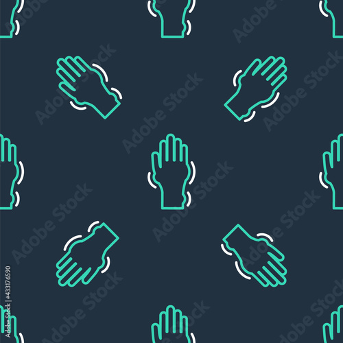 Line Hand with psoriasis or eczema icon isolated seamless pattern on black background. Concept of human skin response to allergen or chronic body problem. Vector