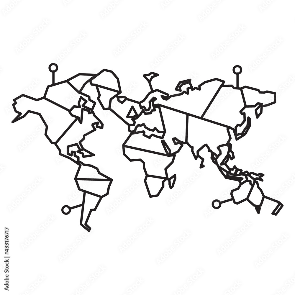 Fototapeta premium Abstract geometric word Map for laser cutting