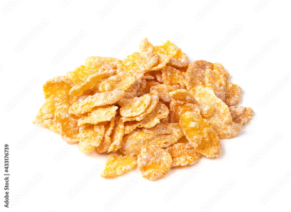 handful of sugar-coated cornflakes on white