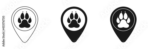 Animal paw icons set. Location vector icon. Website design and development, application development. Illustration