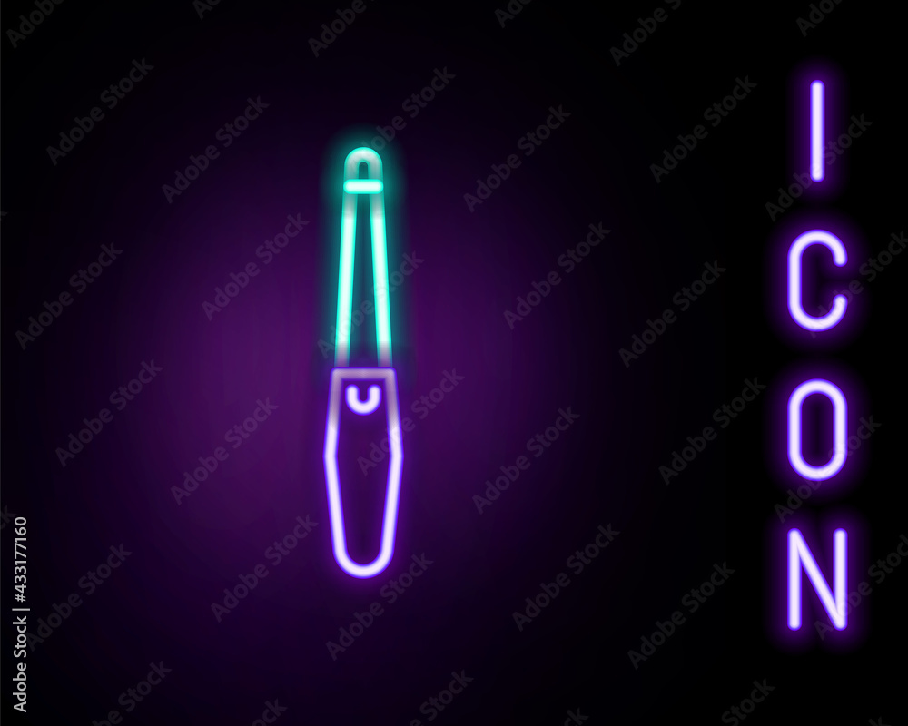 Glowing neon line Nail file icon isolated on black background. Manicure tool. Colorful outline concept. Vector Glowing neon line Nail file icon isolated on black background. Manicure tool. Colorful outline concept. Vector
