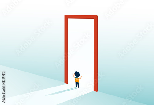 Vector of a student standing at a door of future opportunities