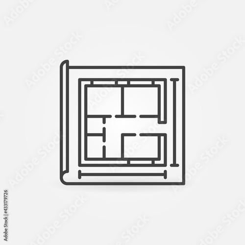 Paper with House Plan outline vector concept icon