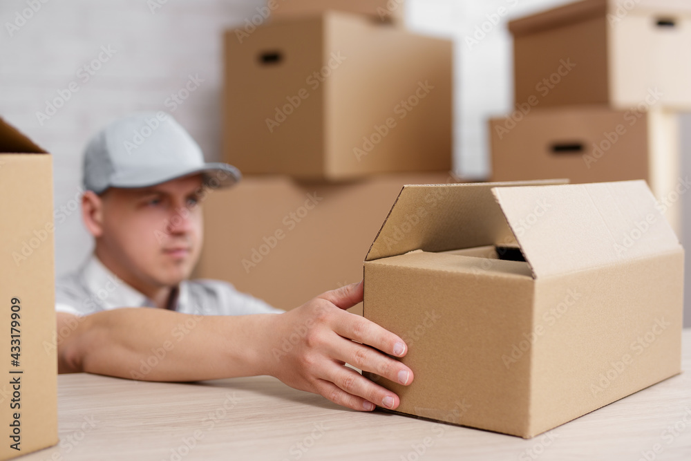 close up of box in shelf which taking a postman or loader. close up of box in shelf which taking a postman or loader.