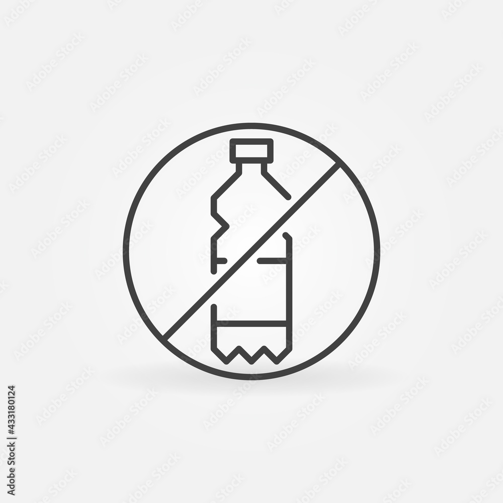 Vector No Plastic Bottle outline concept minimal icon Vector No Plastic Bottle outline concept minimal icon