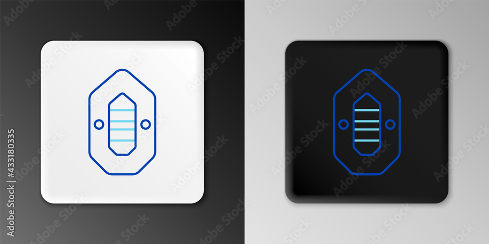 Line Rafting boat icon isolated on grey background. Inflatable boat. Water sports, extreme sports, holiday, vacation. Colorful outline concept. Vector Line Rafting boat icon isolated on grey background. Inflatable boat. Water sports, extreme sports, holiday, vacation. Colorful outline concept. Vector