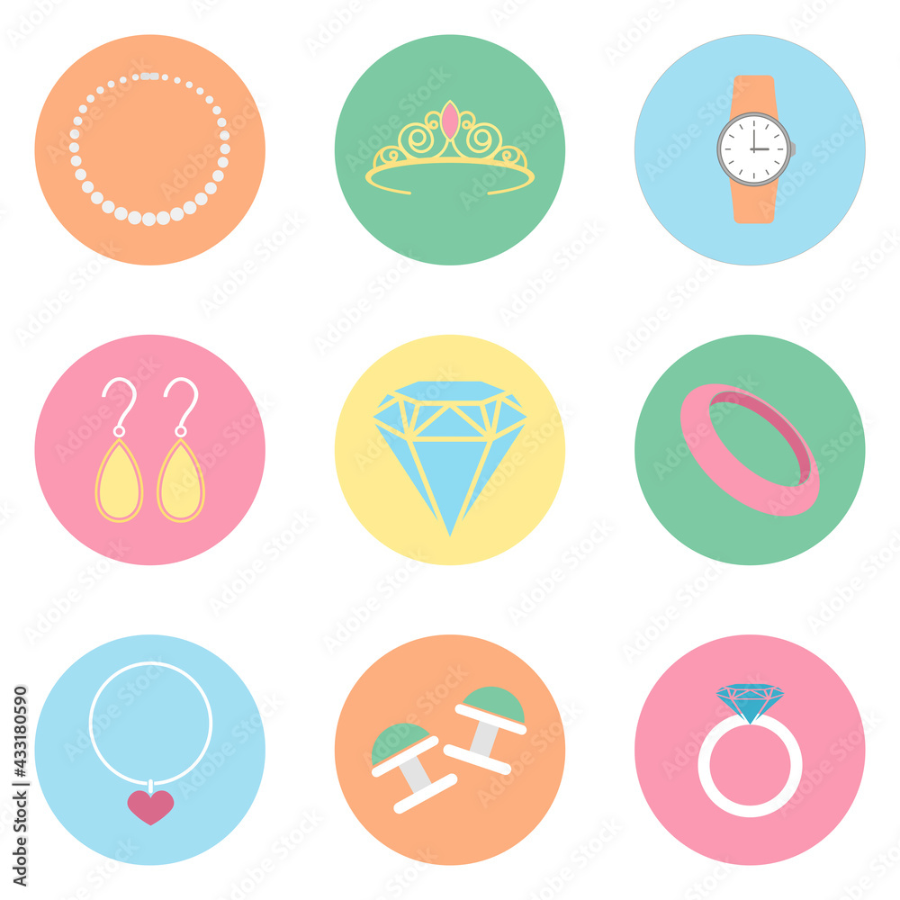 Fototapeta premium Jewelry line icon set. Included icons as gems, jewel, accessories, ring and more.