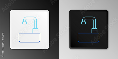 Line Washbasin with water tap icon isolated on grey background. Colorful outline concept. Vector