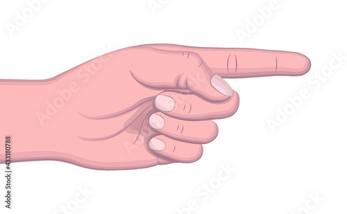 Pointing hand forefinger realistic vector illustration.