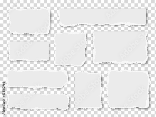 Set of paper different shapes scraps isolated on transparent background