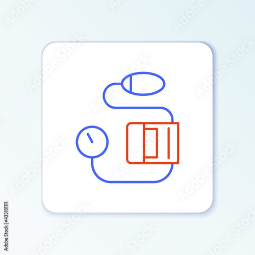 Line Blood pressure icon isolated on white background. Colorful outline concept. Vector