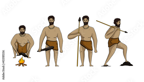 Primitive Human activity, hand drawn illustration