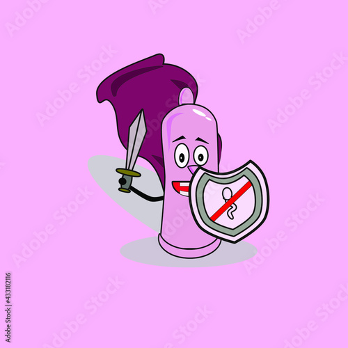 vector cartoon character of the sex protective equipment, namely condoms