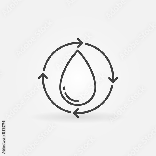 Water Drop inside arrows vector water purification line icon
