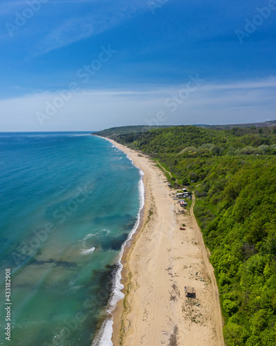 Aerial view to a beautiful beach on Black Sea, Bulgaria