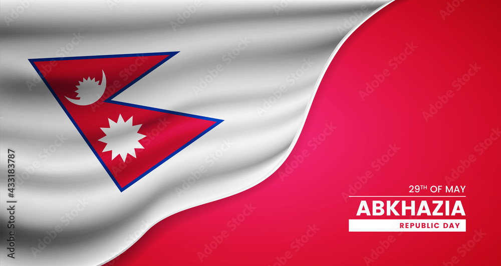 Abstract republic day of Nepal background with elegant fabric flag and typographic illustration