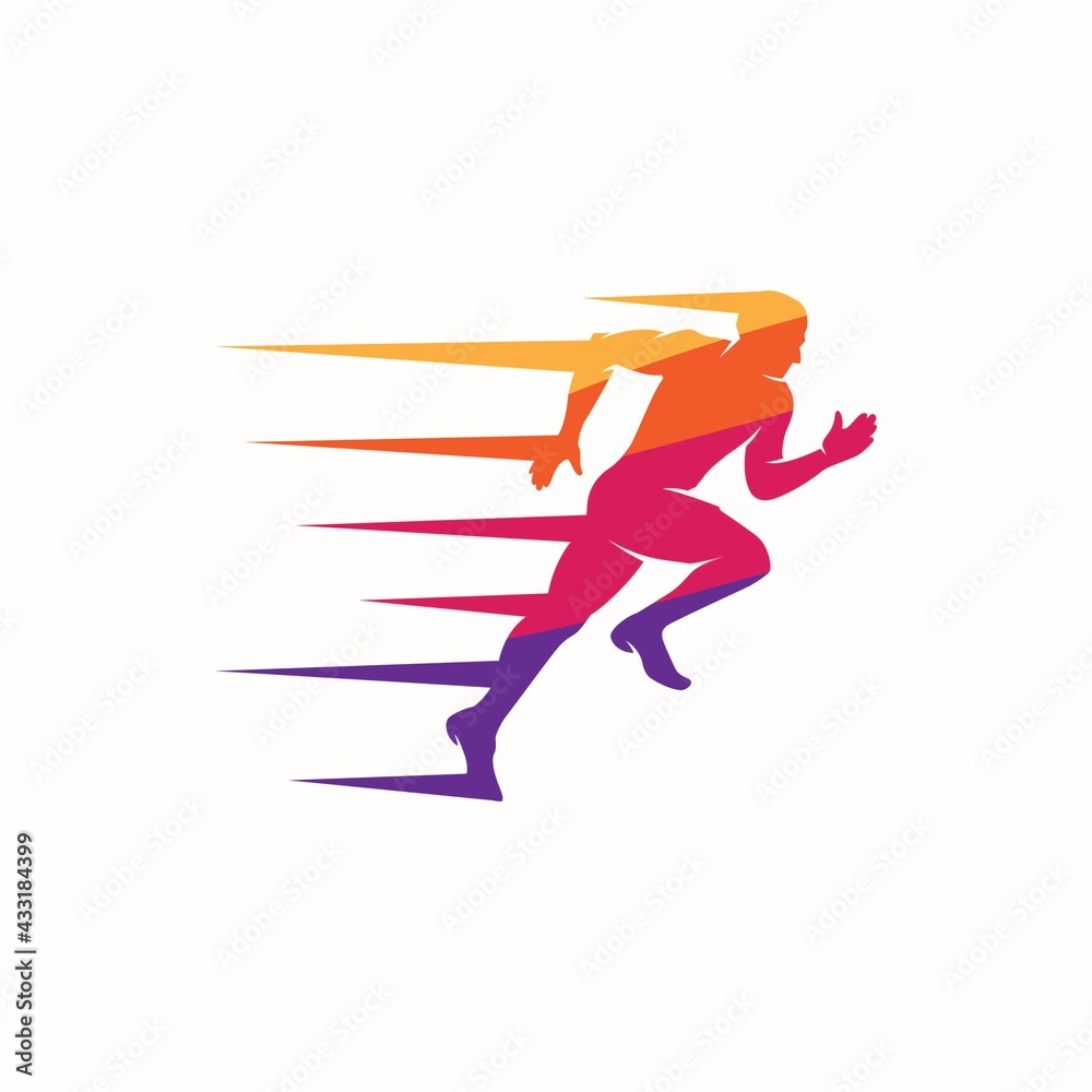 Run man colorful vector logo design 