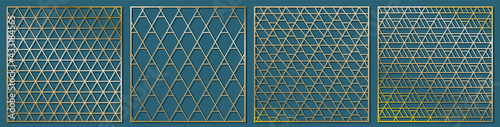 Abstract Geometry triangle pattern for laser cutting. Universal greeting card, laser cut panel. Vector illustration. Square 1 to1.