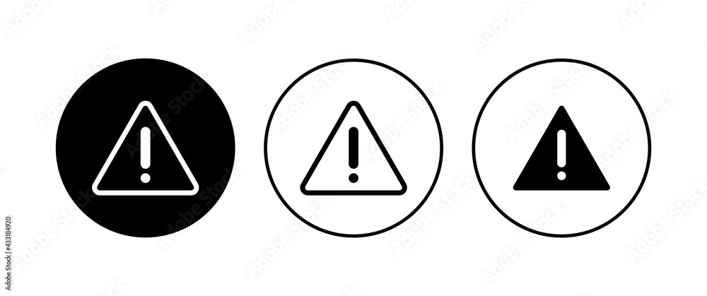 Exclamation danger sign. attention sign icon set. Hazard warning attention sign