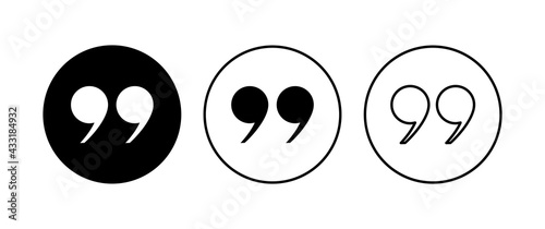 Quote icon set. Quotation mark symbol.