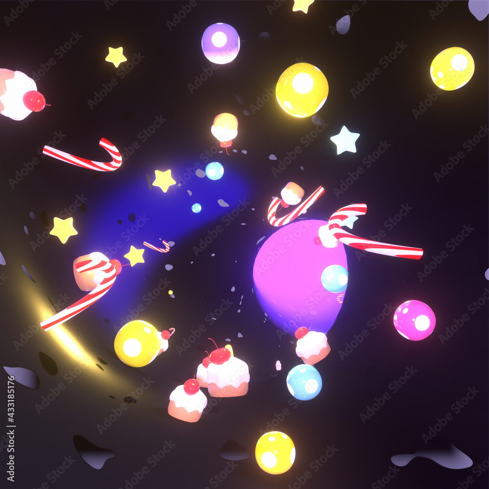 Fototapeta premium 3d render magic candy world.