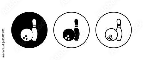 Bowling icon set. bowling ball and pin icon. bowling pins