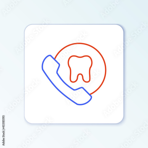 Line Online dental care icon isolated on white background. Dental service information call center. Colorful outline concept. Vector