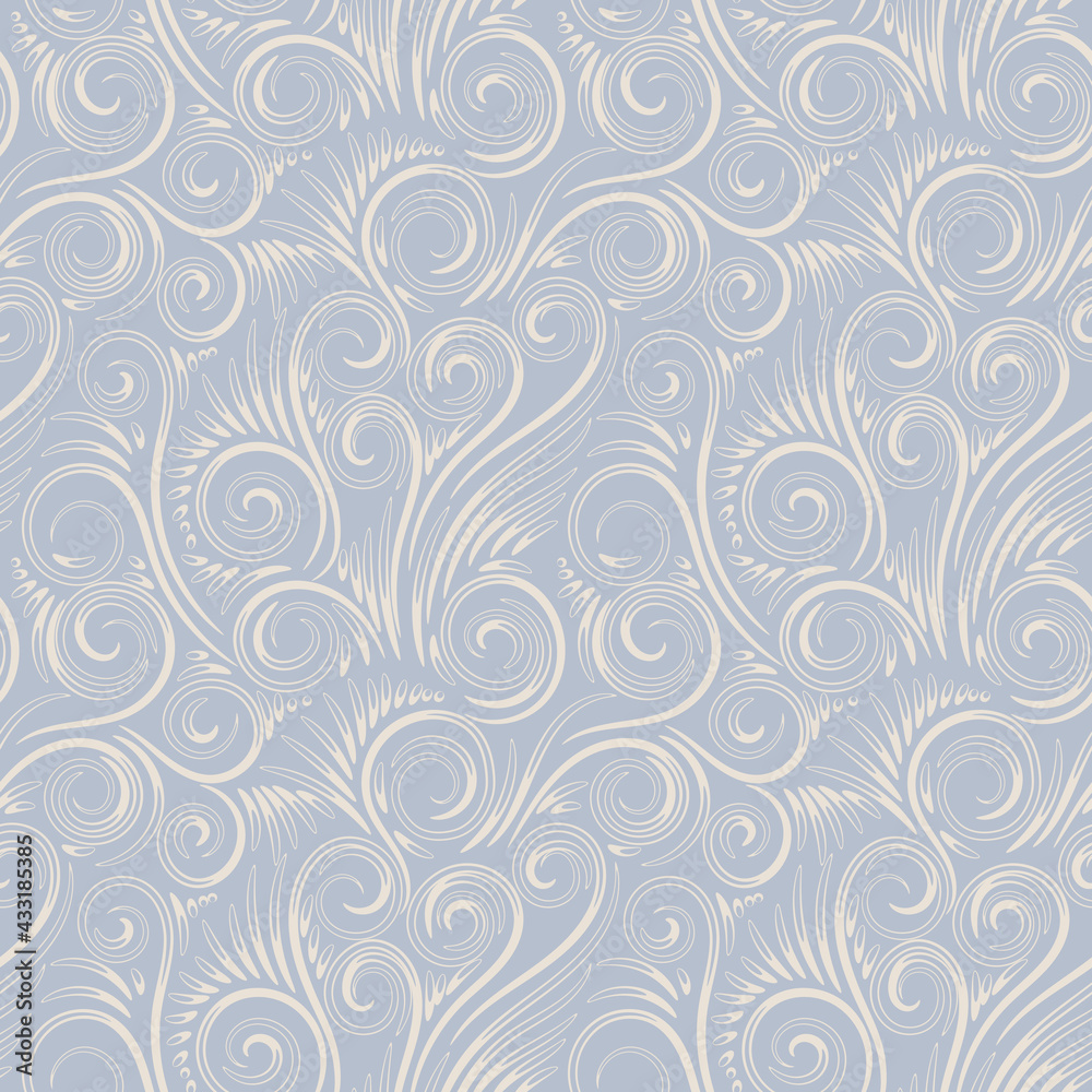 light and rich seamless  pattern with twisted elements. Elegant ornament that can be used on any surface
