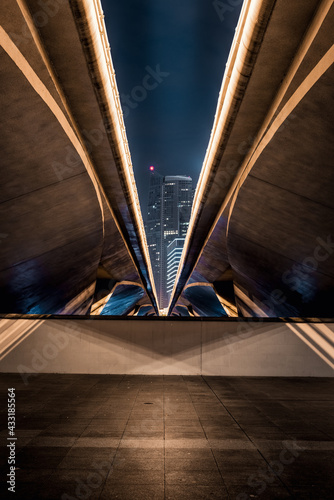 Canvas Print Singapore District Downtown and Business Financial Center at Night, Skyscrapers Tower Building of Singapore Cityscape