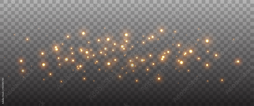 Gold glittering dots, sparkles, particles on a transparent background. Abstract light effect. Gold luminous points. Vector illustration. Gold glittering dots, sparkles, particles on a transparent background. Abstract light effect. Gold luminous points. Vector illustration.
