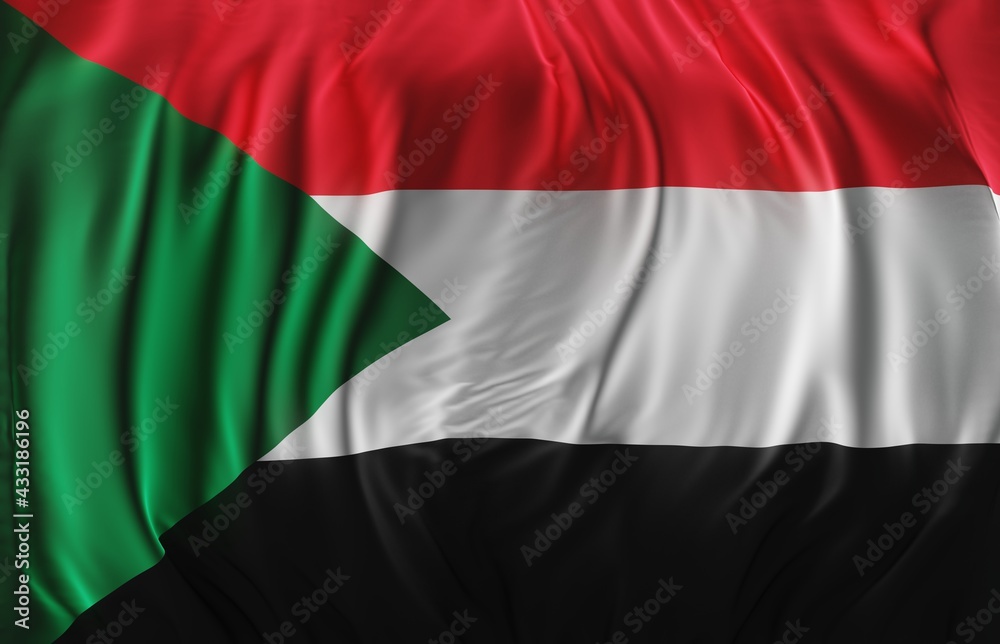 Abstract Sudan Flag 3D Render (3D Artwork)