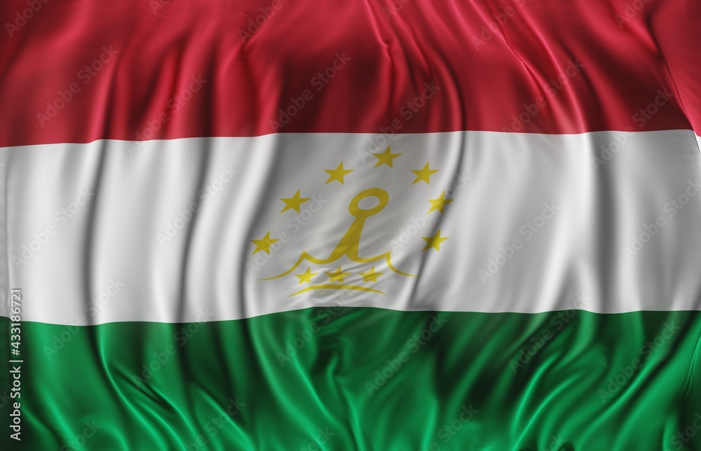 Naklejka premium Abstract Tajikistan Flag 3D Render (3D Artwork)