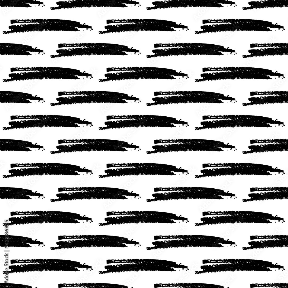 Seamless pattern with black marker brushstrokes