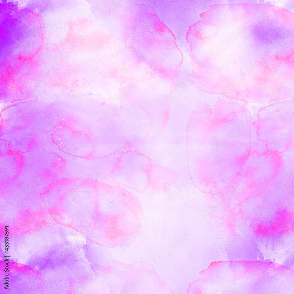 Beautiful pink and purple on white watercolor splash paint texture or grunge background