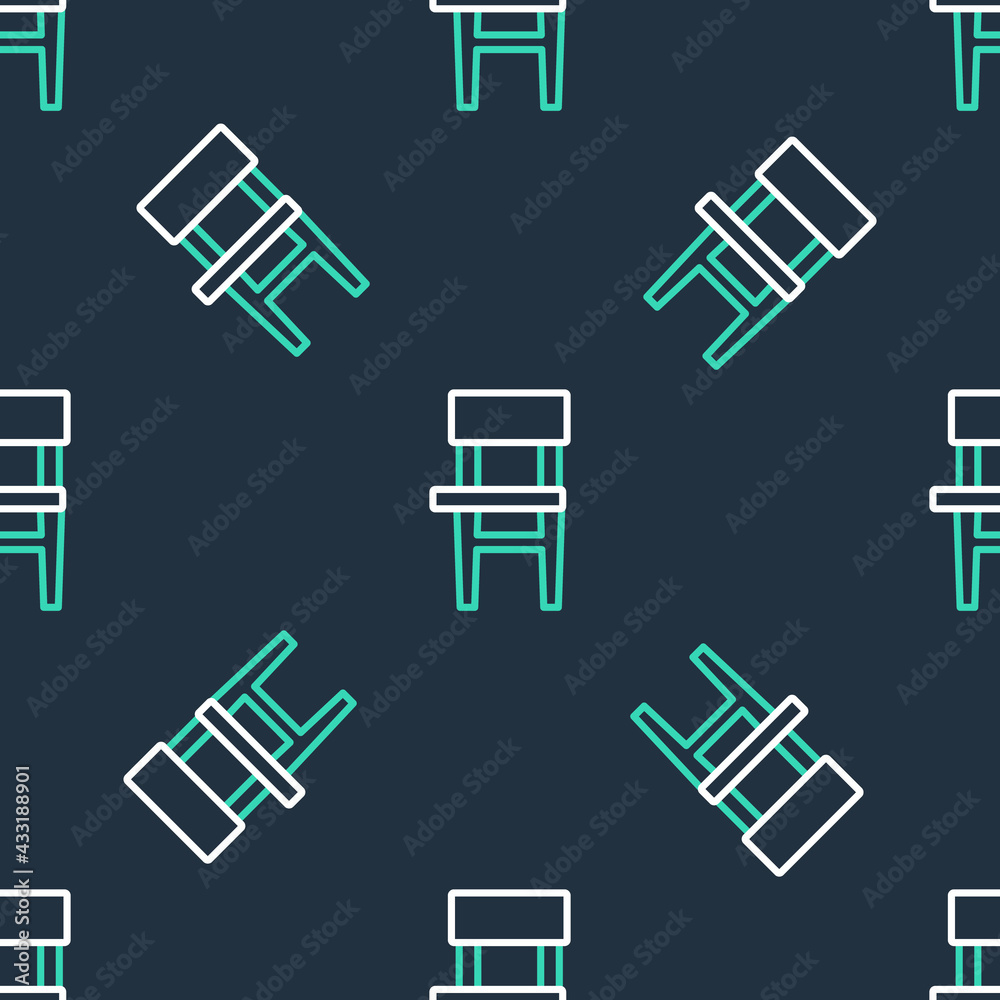 Line Chair icon isolated seamless pattern on black background. Vector Line Chair icon isolated seamless pattern on black background. Vector