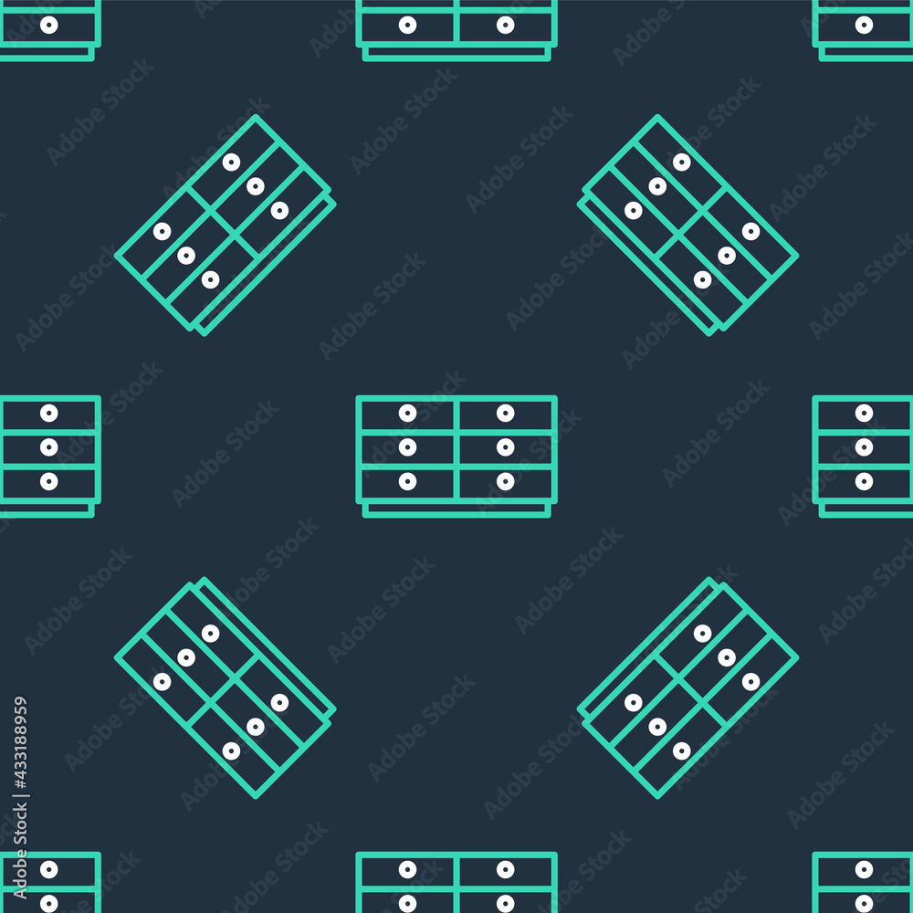 Line Chest of drawers icon isolated seamless pattern on black background. Vector Line Chest of drawers icon isolated seamless pattern on black background. Vector
