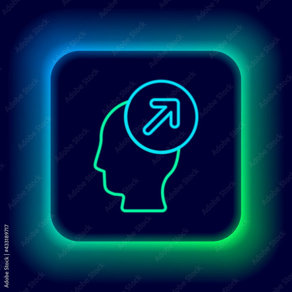 Glowing neon line Head hunting concept icon isolated on black background. Business target or Employment sign. Human resource and recruitment for business. Colorful outline concept. Vector Glowing neon line Head hunting concept icon isolated on black background. Business target or Employment sign. Human resource and recruitment for business. Colorful outline concept. Vector
