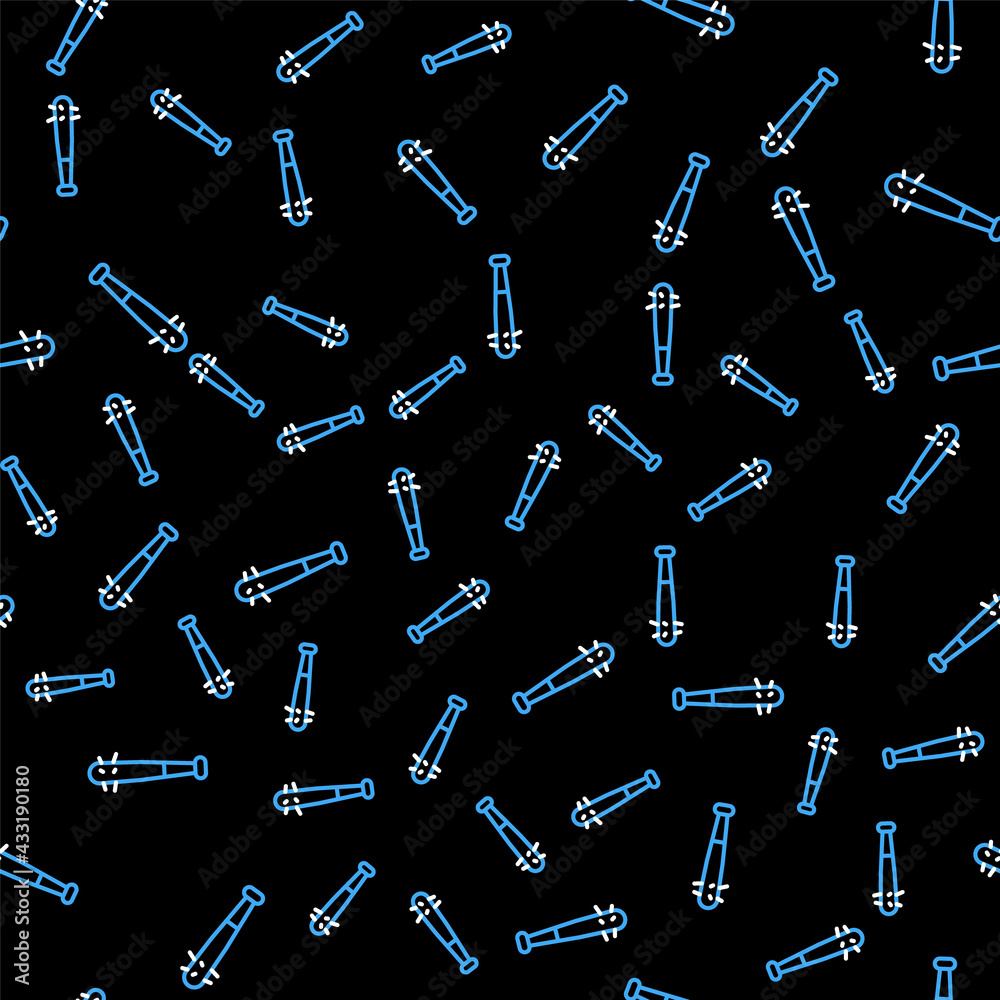 Line Baseball bat with nails icon isolated seamless pattern on black background. Violent weapon. Vector Line Baseball bat with nails icon isolated seamless pattern on black background. Violent weapon. Vector