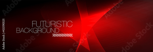 Abstract neon glowing light in the dark with waves. Shiny magic energy and motion concept, vector abstract wallpaper background