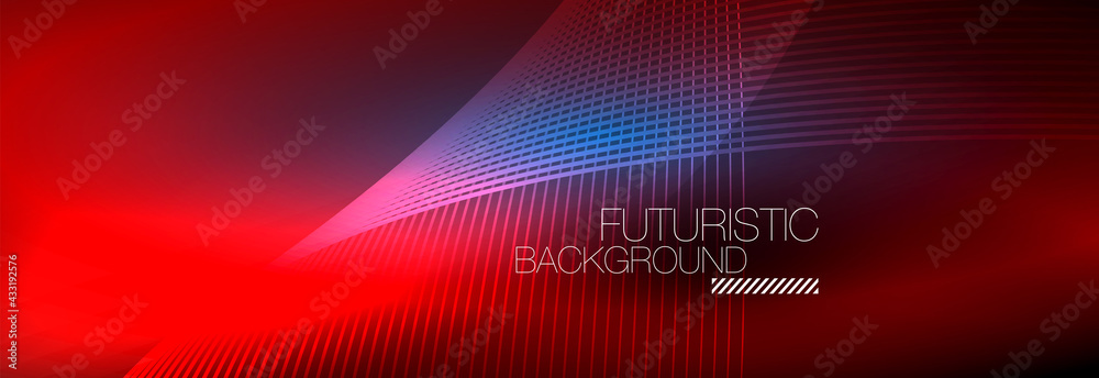 Abstract neon glowing light in the dark with waves. Shiny magic energy and motion concept, vector abstract wallpaper background Abstract neon glowing light in the dark with waves. Shiny magic energy and motion concept, vector abstract wallpaper background