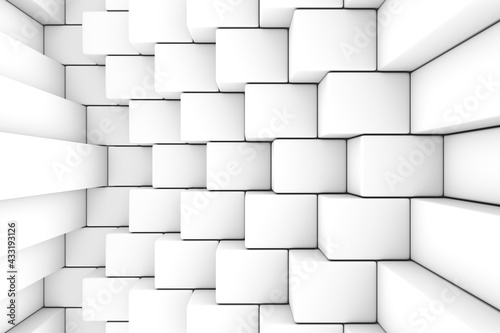 Black and white steps abstract background 3D render illustration