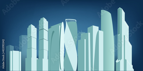 Modern City With Skyscrapers Construction Building Icon Vector Illustration