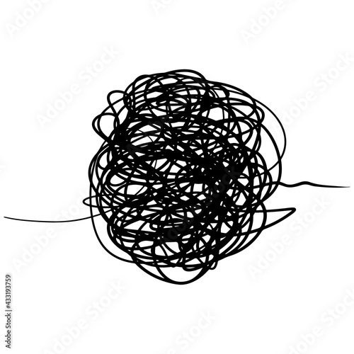 hand drawn of tangle scrawl sketch.Abstract scribble, chaos doodle pattern Isolated on white background. Vector illustration