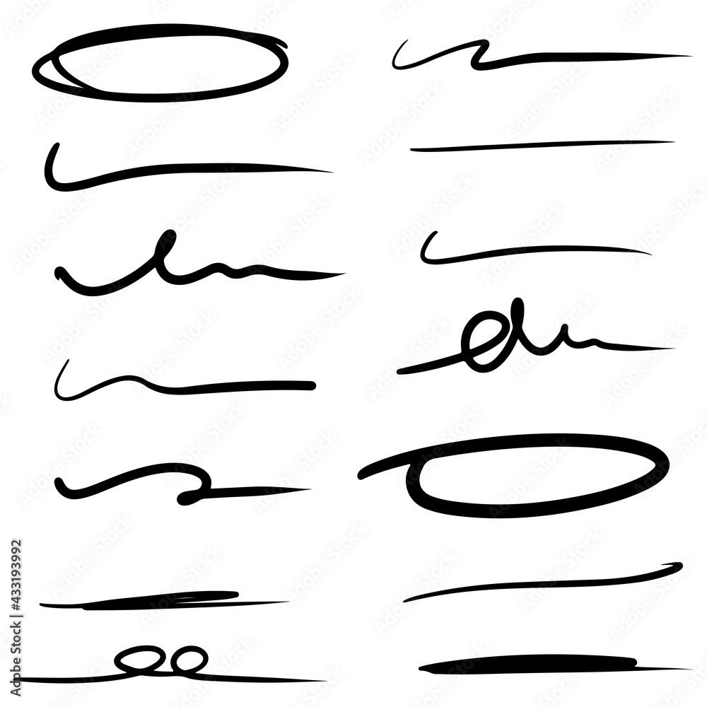 hand drawn line for marking text and circle marker set isolated on white background. vector illustration. hand drawn line for marking text and circle marker set isolated on white background. vector illustration.