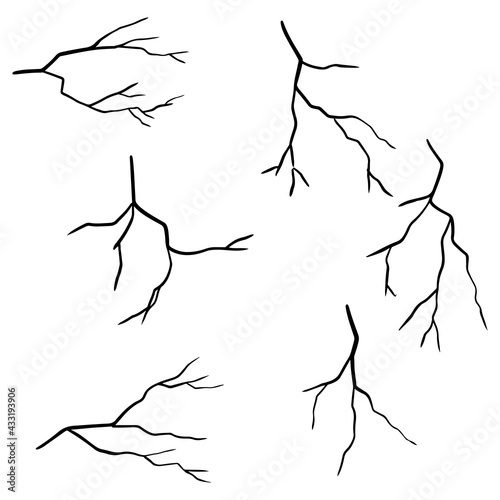 Set of hand drawn cracks Isolated on white background. vector illustration